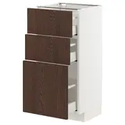 METOD / MAXIMERA base cabinet with 3 drawers, white/Sinarp brown, 40x37x80 cm