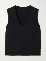 [James Perse] James Perse - Ribbed Cotton And Linen-blend Tank - Black - 4 4 Black