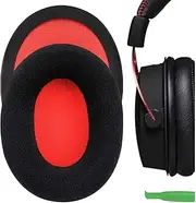 Geekria Comfort Velour Replacement Ear Pads Compatible with HyperX Cloud III, II Gaming, Flight, Flights, Stinger, Alpha, AlphaS Headphones, Ear Cushions (Black Red)