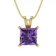2.0 ct Princess Cut Alexandrite Everyday Pendant 18" chain 14k Yellow Gold