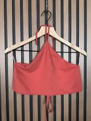 New Cotton On Top Large Womens Brick Orange Halter Open Back Tie Cropped