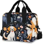 Children's with Dogs and Flowers Cooler Bag Lunch Bag Insulated Cooler Bags, Mens Lunch Tote Bag, School Lunch Bag