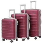跨境外部擴展層拉鍊三件式行李箱防刮ABS拉桿箱套裝旅行箱手提箱