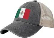 [Generic] Flag of Mexico Cowboy Mesh Baseball Cap for Mexican Man Woman Outdoor Adjustable Denim Hat