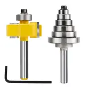 Rabbet Router Bit Set 1/4 Shank+6 Bearings Tenon Cutter Wood Milling Cutter Tool
