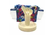 20pc Outdoor Picnic Forks Spoons Set w Insulated Carry Bag Assorted Colours Kit