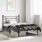 Sturdy Metal Storage Bed Frame with Headboard Black Steel Without Mattress