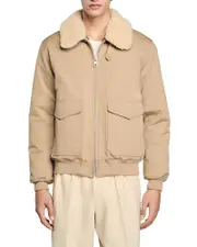 Sandro Shearling Collar Aviator Jacket