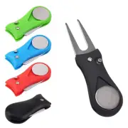 Foldable Golf Divot Tool with Pop-up Button & Magnetic Ball Marker