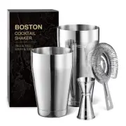 Boston Bartender Cocktail Shaker Set with Recipe Cards Guide
