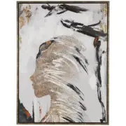 Litton Lane 1-Panel Abstract Women's Profile Framed Wall Art W/ Gold Foil Detail