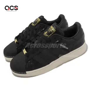 adidas 休閒鞋 Superstar XLG 男鞋 女鞋 黑 金 皮革 鱷魚紋 貝殼頭 微增高 愛迪達 IE5195