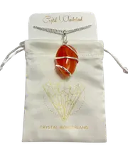 Infinity Loop Crystal Tumbled Carnelian Pendant Silver Healing Natural Crystal