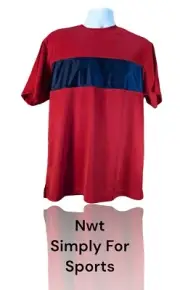 Nwt Simply For Sports Men's M Activewear Shirt, Red/Navy, Colorblock. G-5