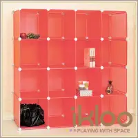 在飛比找博客來優惠-【ikloo】diy家具16格收納櫃/組合櫃 桃花紅