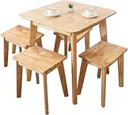 SHANGDAOYU 5 Piece Solid Wood Dining Table for 4 with 4 Stools, Modern Style Dining Table Set, Easy to Assemble, Suitable for Kitchen, Dining Room