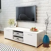 TV Stand, Table High-Gloss White Media Shelf for Living Room, Bedroom, Modern Entertainment Center, Storage Cabinet & TV Cabinet - 120 x 40.5 x 35 cm