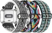 Adjustable Solo Loop Bands Compatible with Fitbit Versa 2 Band, Fitbit Versa Band,Versa Lite/SE Band, Stretchy Braided Elastic Sport Strap Compatible for Fitbit Versa 2 Women Men(3 of Pack)