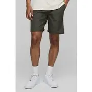 Mens Khaki Elasticated Waist Relaxed Fit Colour Block Shorts