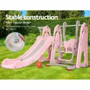 Keezi Kids Slide Swing Outdoor Indoor Playground Basketball Hoop Toddler Play Pi
