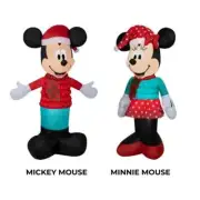 Mickey & Minnie Mouse Christmas Inflatable 5' Bundle Set LED Light Up Puffer NEW