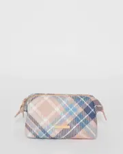 Pink And Blue Check Structured Cosmetic Case