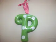 3-D polka dot initial P monogram Christmas ornament