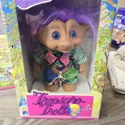 Vintage ACE NOVELTY Treasure Trolls w/ Wishstones 90s Damaged Box Belly Jewel