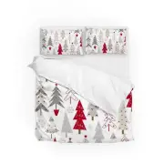 Christmas Trees Snowflakes Seamless Duvet Cover Set 3 Piece Microfiber Polyes...
