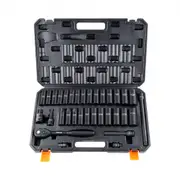 VEVOR 1/2" Drive Impact Socket Set, 33 Piece Socket Set SAE 3/8"-1" and Metric 10-24mm, 6 Point Cr-V Alloy Steel for Auto Repair, Easy-to-Read Size Ma