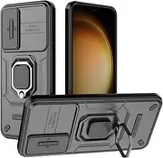 [YOUULAR] Mobile Phone Case for Samsung Galaxy S24 Plus Support Car Holder Sliding Window Shockproof Protective Phone Cover for Samsung S24 Plus Military Cases Lens Protection Black