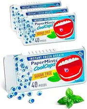 PaperMints CoolCaps - Instant Fresh Breath Mints Sugar-Free 4 Pack - 160 capsules. Chronic Bad Breath Treatment for Adults, Peppermint Fresh Breath Freshener Pearls Halitosis Treatment Dry Mouth