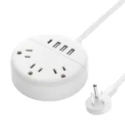 Flat Plug Power Strip with USB Ports, Nightstand Desktop Charging Station wit...