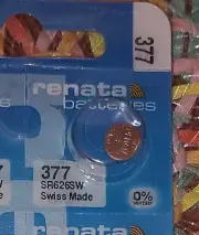 1 Piece 377 SR626SW Batteries by Renata Exp. 10/2027 FREE SHIPPING