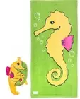 Kids Cotton Velour Sea Horse Beach Towel and Beach Back Pack- 60cm x 120 approx