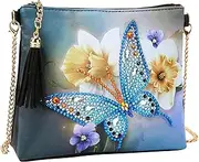 [Generic] Womens Tote Kits For Kids And Adult Body Handbag With Chain 5D DIY Rhinestone Arts Craft Makeup Shoulder Bag Zipper For Beauty Clear Tote Bag Stadium Approved