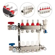 Fit For 1/2" PEX 4 Branch PEX Radiant Floor Heating Manifold Set Stainless Steel