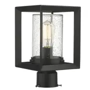 Post Lights Outdoor Fixture, 1-Light Lamp Post Lantern, Black Finish, Seeded ...
