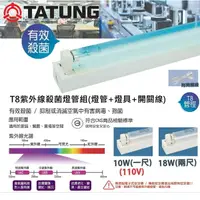 在飛比找樂天市場購物網優惠-〖大同〗T8紫外線 殺菌燈管組 UV-C 1尺/2尺 TUV