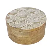 J.Elliot Home Maya 15x7cm Round Mango Wood Trinket Box Storage Decor Natural