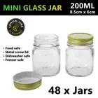 48x 200ML Small Glass Jar Mini Food Storage Container Honey Pot Jam Spice Jars