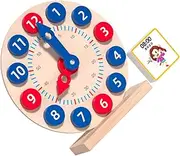 Yardwe Educational Wooden Clock for Boys and Girls Math Learning Toy for Toddlers Boys and Girls