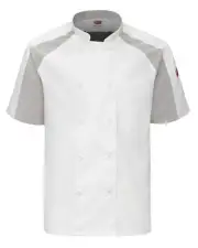 Red Kap Men's Airflow Raglan Chef Coat with Oilblok White with White/Gray Mes...