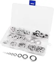 684 Piece NUZAMAS Washers Set, Flat Washers, Stainless Steel, Locking Washers, Spacers Assortment Set for Industrial Fixed Screws, Bolt Maintenance -M2, M2.5, M3, M4, M5, M6, M8, M10, M12