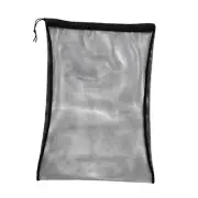 Multi Functional Black Mesh Bag with Drawstring for Swimming Beach Diving Travel