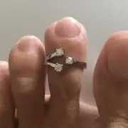 Sterling Silver CZ Toe Ring, Adjustable, CZ Ring, Silver Rings