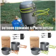 Portable Gas Camping Stove Butane Propane Burner Outdoor Picnic+Cookwares X6M8