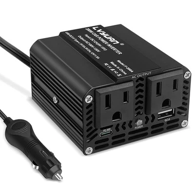 200W Car Power Inverter, Fast-Charging Car Outlet Adapter 20W PD/18W QC Inver...