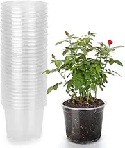 OUPSAUI 4 Inch Clear Nursery Pots, 28 Pack, Durable Transparent Plastic Pots with Drainage Holes, Perfect for Plants, Seed Starter, Garden, Indoor/Outdoor
