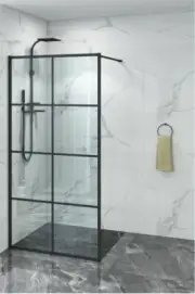 1200MM BLACK FULL FRAMED 6MM GLASS SINGLE ENTRY FIXED PANEL SHOWER SCREEN
